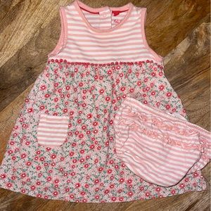 Mini Boden Floral &‎ Striped Sleeveless Dress 6-12 months